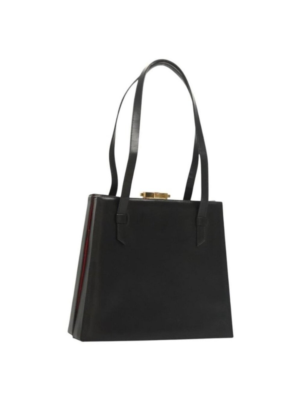Authentic CELINE Shoulder Bag Leather Black